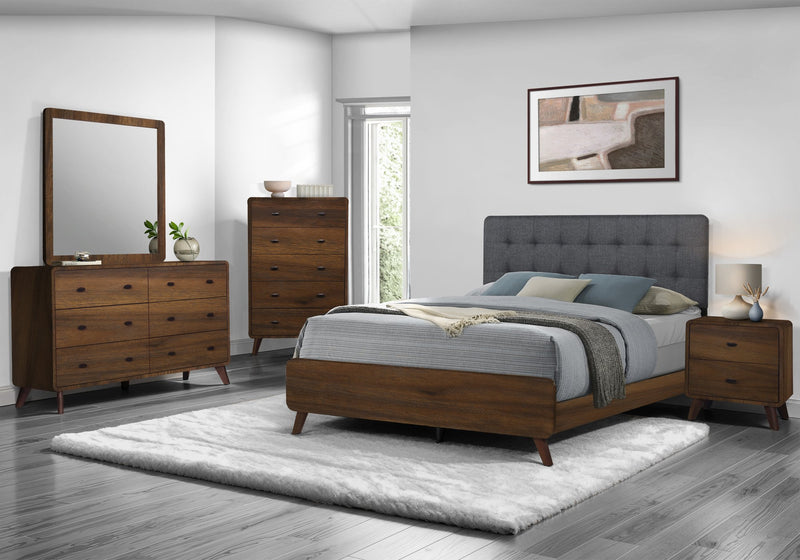 Cami Bedroom Chest of Drawers, 5-Drawer, Mid-Century Modern, 31.5\"W x 50\"H – Brown