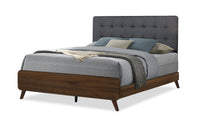 Cami Panel Bed with Fabric Headboard & Frame, Brown - Queen Size 