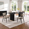 Kort & Co. Capri 5pc Dining Set with Table & 4 Chairs, Gold Accent, Pedestal Base, 72"W – Taupe | Ensemble de salle à manger Capri de Kort & Co. 5 pièces avec table de 72 po (L), touches dorées, base piédestal et 4 chaises - taupe