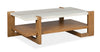 Carlisle 55.5\" Coffee Table with Storage and Faux Granite Top - Honey Wheat