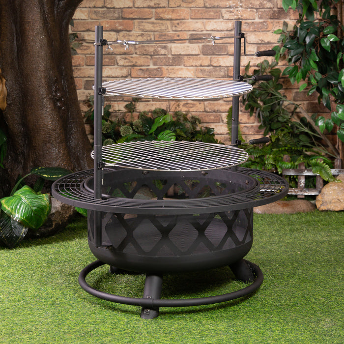 Deko Living Wood Burner Fire Pit & Rotisserie