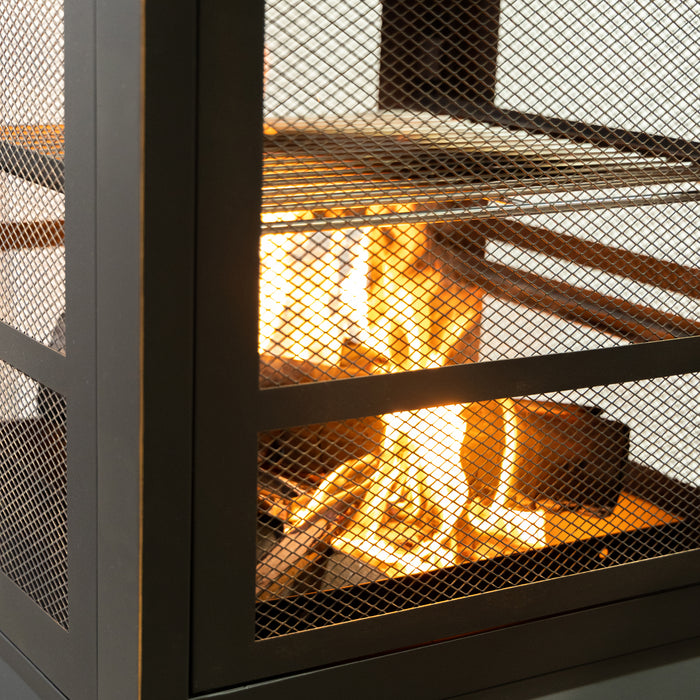 Deko Living Wood Burner Fire Pit Grill & Log Storage