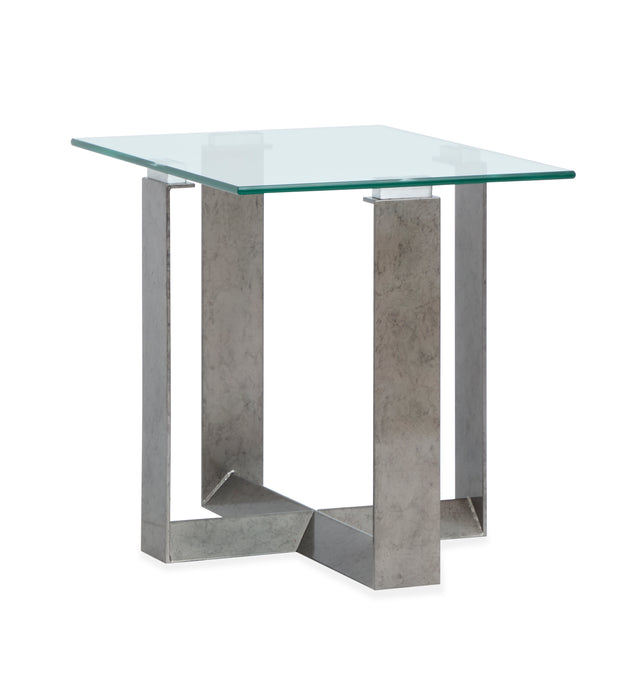 Consort 20\" End Table with Tempered Glass Top - Aged Pewter