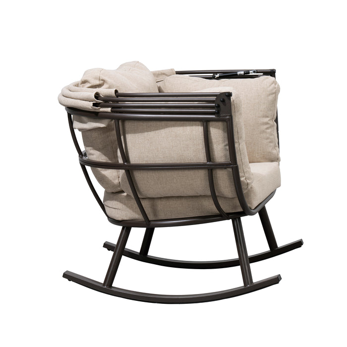 Deko Living Outdoor Rocking Egg Chair with Canopy - Brown