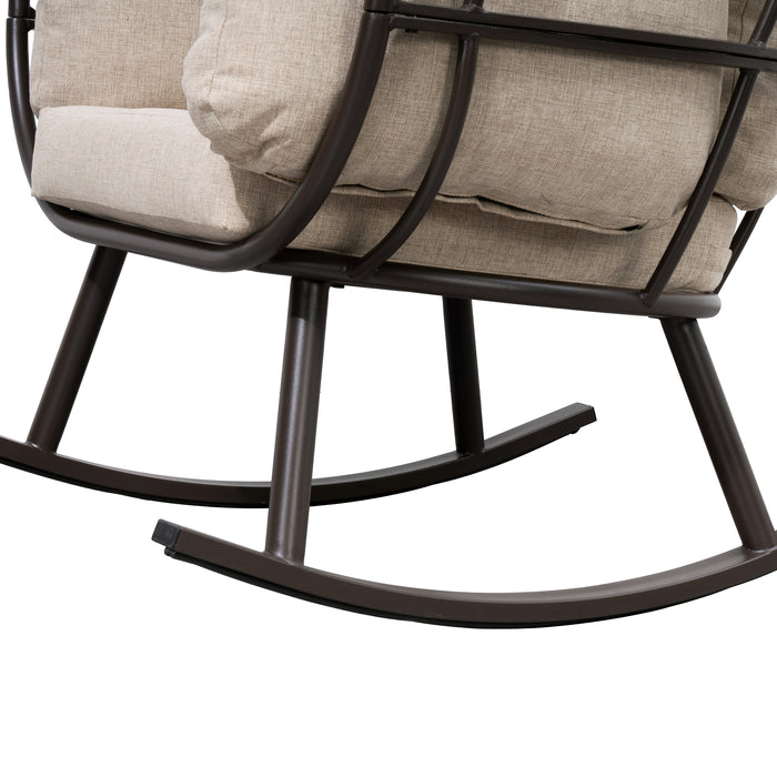 Deko Living Outdoor Rocking Egg Chair with Canopy - Brown