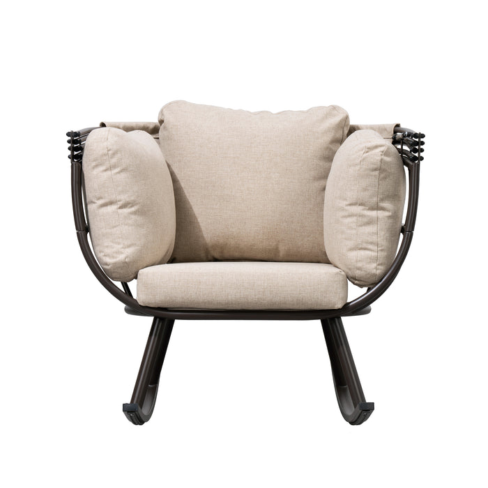 Deko Living Outdoor Rocking Egg Chair with Canopy - Brown