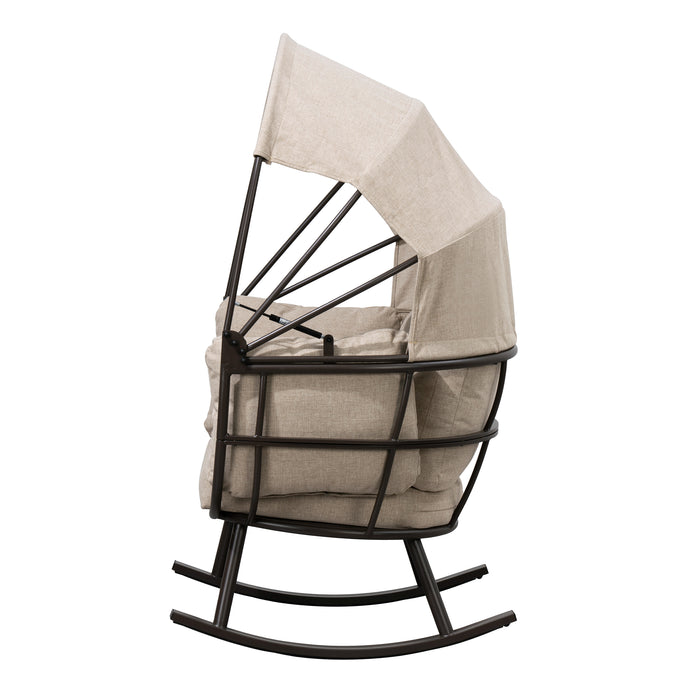 Deko Living Outdoor Rocking Egg Chair with Canopy - Brown