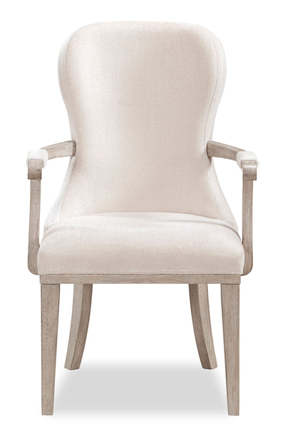 Corsa Dining Armchair - Light Grey and Ivory Felt | Chaise de salle à manger avec accoudoirs Corsa - gris clair et feutre ivoire | CORSLDAC