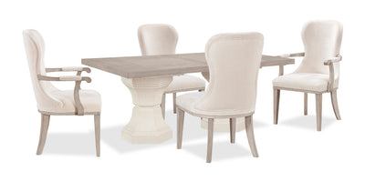 Corsa 5pc Dining Set with Table and 4 Chairs - Antique White Oak and Light Grey  | Ensemble de salle à manger Corsa 5 pièces avec table et 4 chaises - chêne blanc antique et gris clair  | CORSLDP5