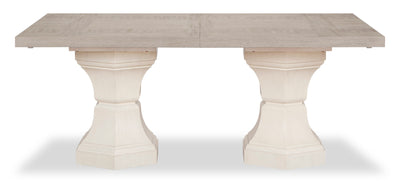 Corsa Rectangular Dining Table with Extension - Light Grey and Antique White Oak | Table de salle à manger rectangulaire Corsa avec rallonge - gris clair et chêne blanc antique | CORSLDTL