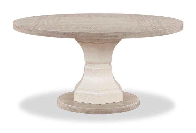 Corsa Round Dining Table - Light Grey and Antique White Oak - The Brick