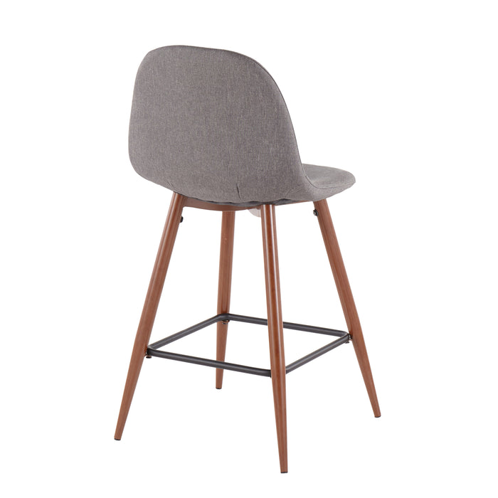 LumiSource Pebble Charcoal Fabric Mid-Century Modern Counter-Height Stool - Set of 2