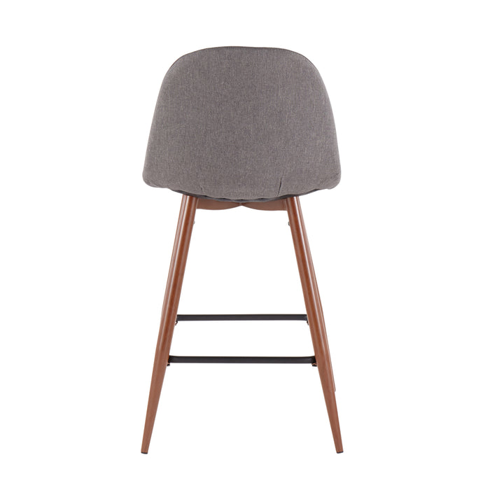 LumiSource Pebble Charcoal Fabric Mid-Century Modern Counter-Height Stool - Set of 2