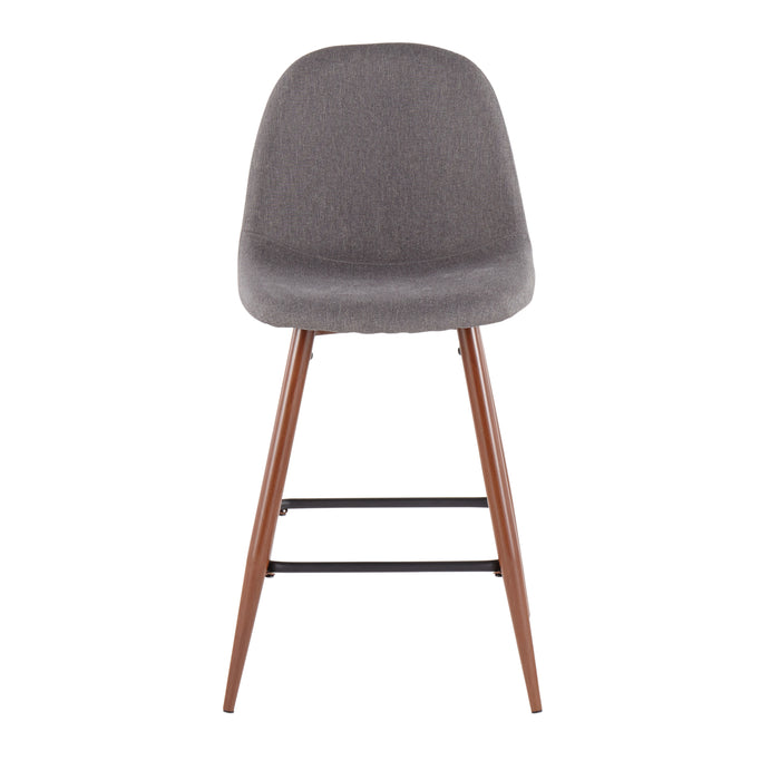 LumiSource Pebble Charcoal Fabric Mid-Century Modern Counter-Height Stool - Set of 2