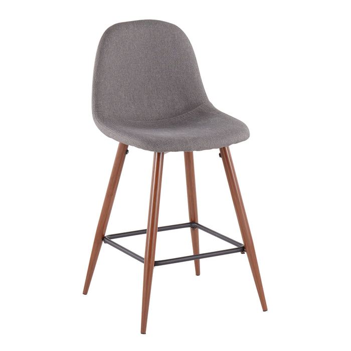 LumiSource Pebble Charcoal Fabric Mid-Century Modern Counter-Height Stool - Set of 2