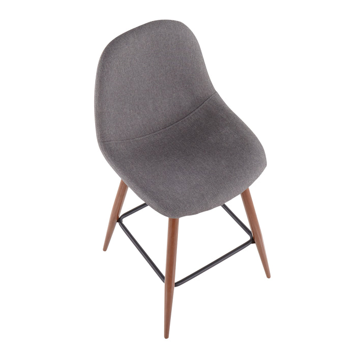LumiSource Pebble Charcoal Fabric Mid-Century Modern Counter-Height Stool - Set of 2
