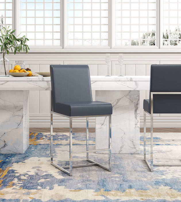 Manhattan Comfort Element 37.2\" Polished Chrome Stainless Steel Counter Height Barstool - Graphite