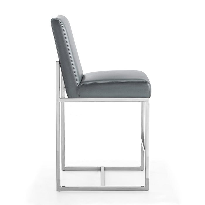 Manhattan Comfort Element 37.2\" Polished Chrome Stainless Steel Counter Height Barstool - Graphite