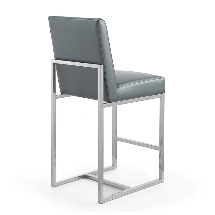Manhattan Comfort Element 37.2\" Polished Chrome Stainless Steel Counter Height Barstool - Graphite
