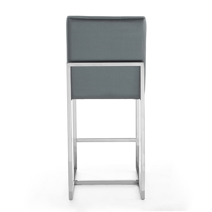 Manhattan Comfort Element 37.2\" Polished Chrome Stainless Steel Counter Height Barstool - Graphite
