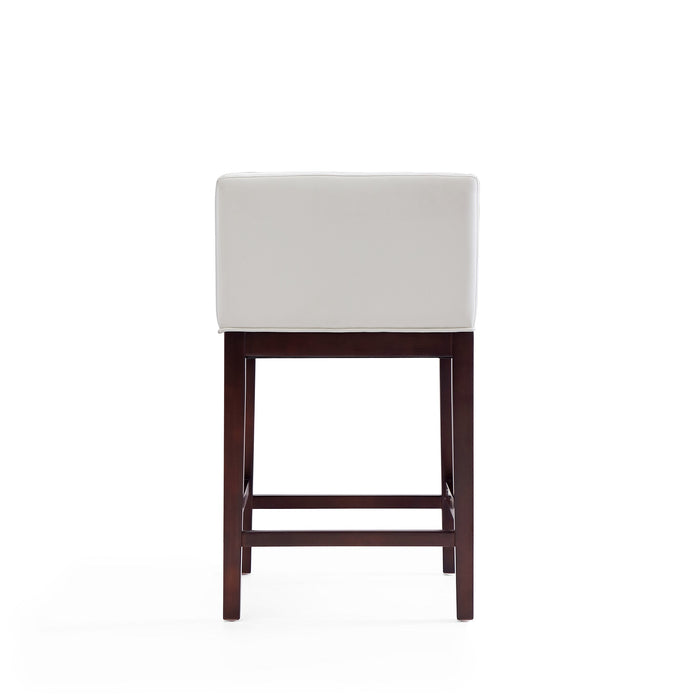 Manhattan Comfort Kingsley 34\" Beech Wood Counter Height Barstool - Ivory & Dark Walnut