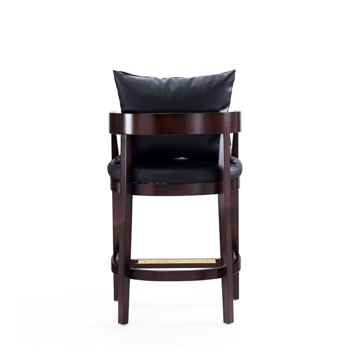Manhattan Comfort Ritz 34\" Beech Wood Counter Height Barstool - Black & Dark Walnut