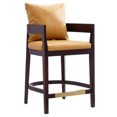 Manhattan Comfort Ritz 34" Beech Wood Counter Height Barstool - Camel & Dark Walnut|Tabouret bar Ritz de Manhattan Comfort de hauteur comptoir de 34 po en hêtre - chameau et noyer foncé
