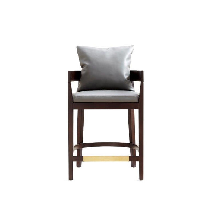 Manhattan Comfort Ritz 34\" Beech Wood Counter Height Barstool - Grey & Dark Walnut