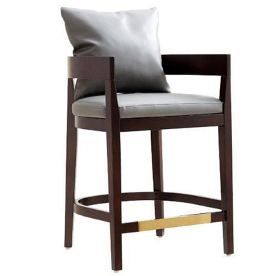 Manhattan Comfort Ritz 34" Beech Wood Counter Height Barstool - Grey & Dark Walnut|Tabouret bar Ritz de Manhattan Comfort de hauteur comptoir de 34 po en hêtre - gris et noyer foncé