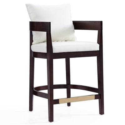 Manhattan Comfort Ritz 34" Beech Wood Counter Height Barstool - Ivory & Dark Walnut|Tabouret bar Ritz de Manhattan Comfort de hauteur comptoir de 34 po en hêtre - ivoire et noyer foncé
