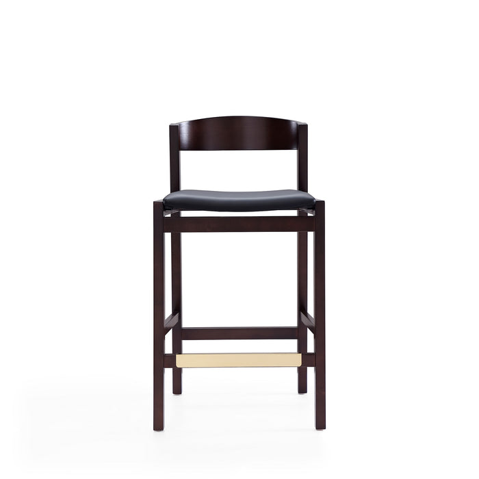 Manhattan Comfort Klismos 36.75\" Beech Wood Counter Height Barstool - Black & Dark Walnut