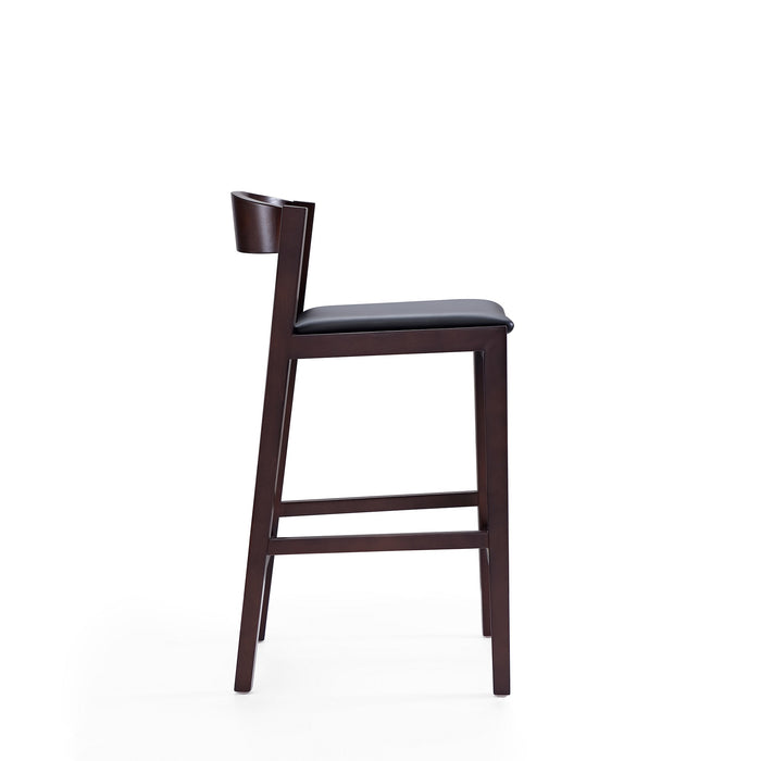 Manhattan Comfort Klismos 36.75\" Beech Wood Counter Height Barstool - Black & Dark Walnut