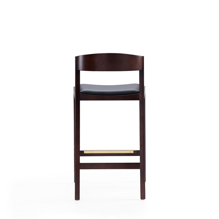 Manhattan Comfort Klismos 36.75\" Beech Wood Counter Height Barstool - Black & Dark Walnut