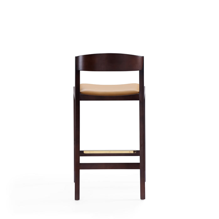 Manhattan Comfort Klismos 36.75\" Beech Wood Counter Height Barstool - Camel & Dark Walnut