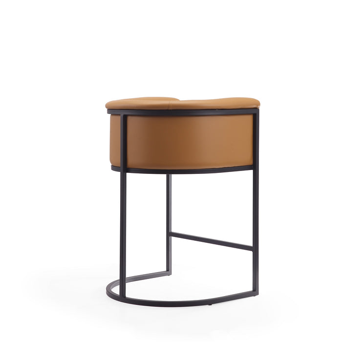 Manhattan Comfort Cosmopolitan 33.8\" Metal Counter Height Barstool - Camel & Black