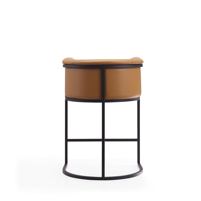 Manhattan Comfort Cosmopolitan 33.8\" Metal Counter Height Barstool - Camel & Black
