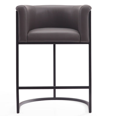 Manhattan Comfort Cosmopolitan 33.8" Metal Counter Height Barstool - Pebble & Black|Tabouret bar Cosmopolitan de Manhattan Comfort de hauteur comptoir de 33,8 po en métal - galet et noir