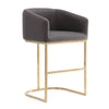Manhattan Comfort Louvre 36\" Stainless Steel Counter Height Barstool - Grey & Titanium Gold