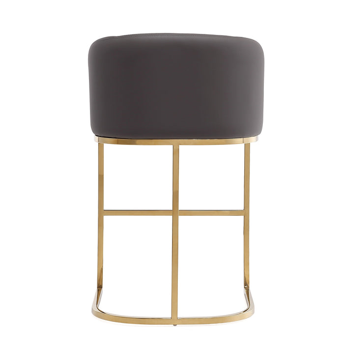 Manhattan Comfort Louvre 36\" Stainless Steel Counter Height Barstool - Grey & Titanium Gold
