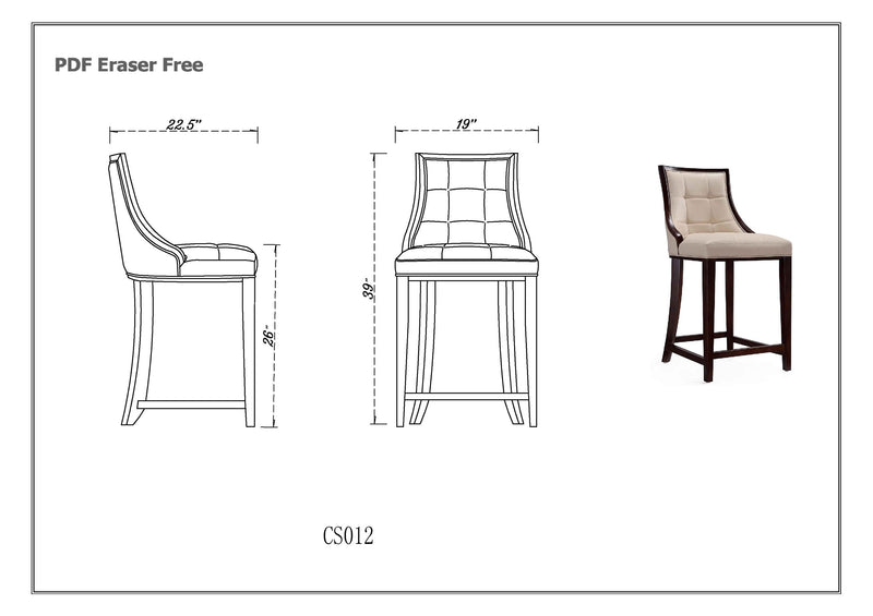 Manhattan Comfort Fifth Avenue 39.5\" Beech Wood Counter Height Barstool - Cream & Dark Walnut