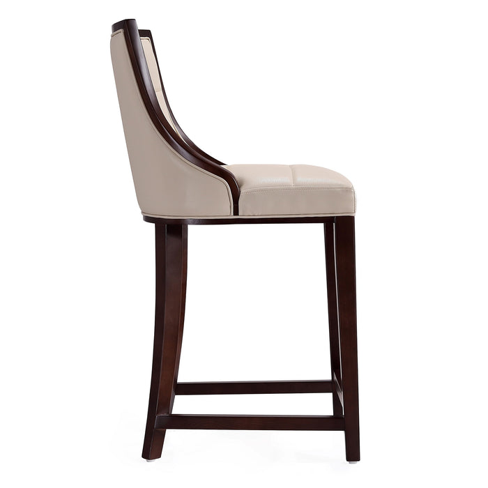 Manhattan Comfort Fifth Avenue 39.5\" Beech Wood Counter Height Barstool - Cream & Dark Walnut
