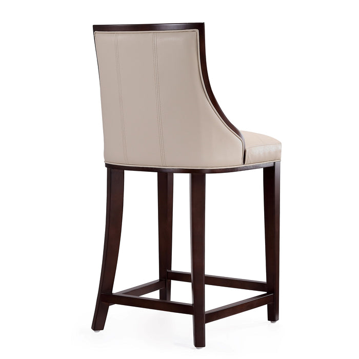 Manhattan Comfort Fifth Avenue 39.5\" Beech Wood Counter Height Barstool - Cream & Dark Walnut