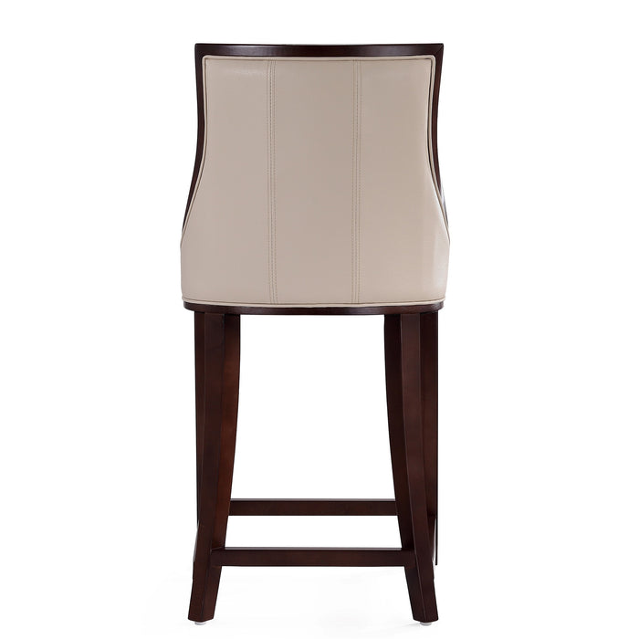 Manhattan Comfort Fifth Avenue 39.5\" Beech Wood Counter Height Barstool - Cream & Dark Walnut