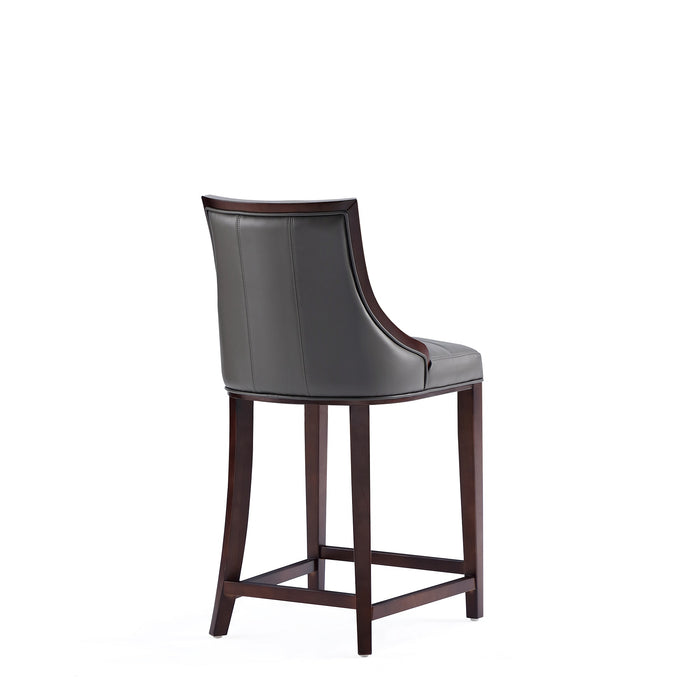 Manhattan Comfort Fifth Avenue Faux Leather Counter Height Barstool - Pebble Grey