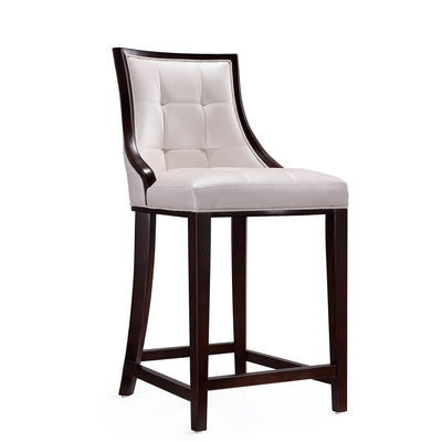 Manhattan Comfort Fifth Avenue 39.5" Beech Wood Counter Height Barstool - White & Walnut|Tabouret bar Fifth Ave de Manhattan Comfort de hauteur comptoir de 39,5 po en hêtre - blanc et noyer