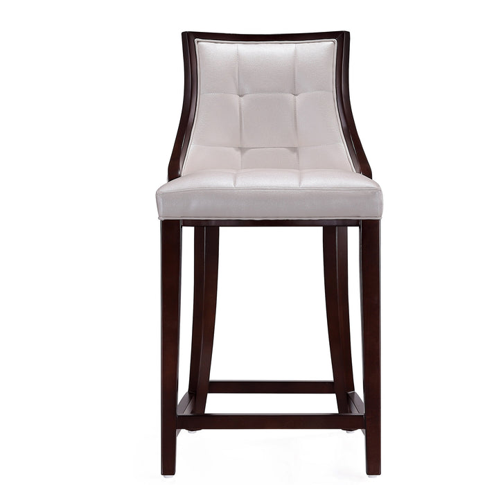 Manhattan Comfort Fifth Avenue 39.5\" Beech Wood Counter Height Barstool - White & Walnut