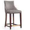 Manhattan Comfort Modern Shubert Counter Height Barstool Upholstered Leatherette with Beech Wood Legs - Dark Taupe