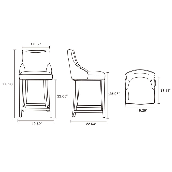 Manhattan Comfort Modern Shubert Leatherette Counter Height Barstool - Light Grey