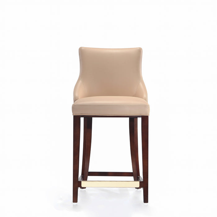Manhattan Comfort Modern Shubert Counter Height Barstool Upholstered Leatherette with Beech Wood Legs - Tan