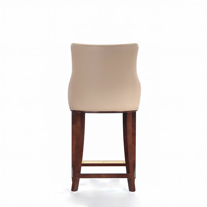 Manhattan Comfort Modern Shubert Counter Height Barstool Upholstered Leatherette with Beech Wood Legs - Tan